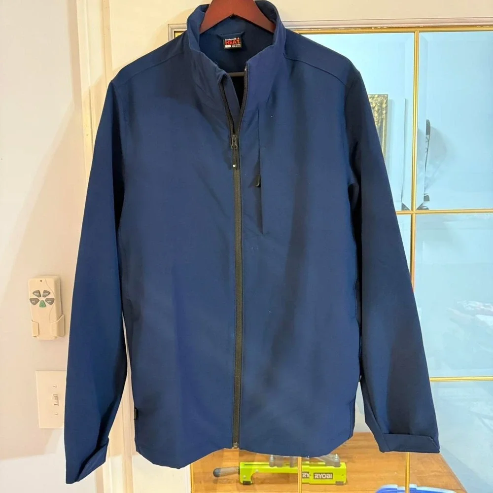 Heat Men's Blue Jacket Size L Full Zip Lightweight‎ Casual Outdoor Coat